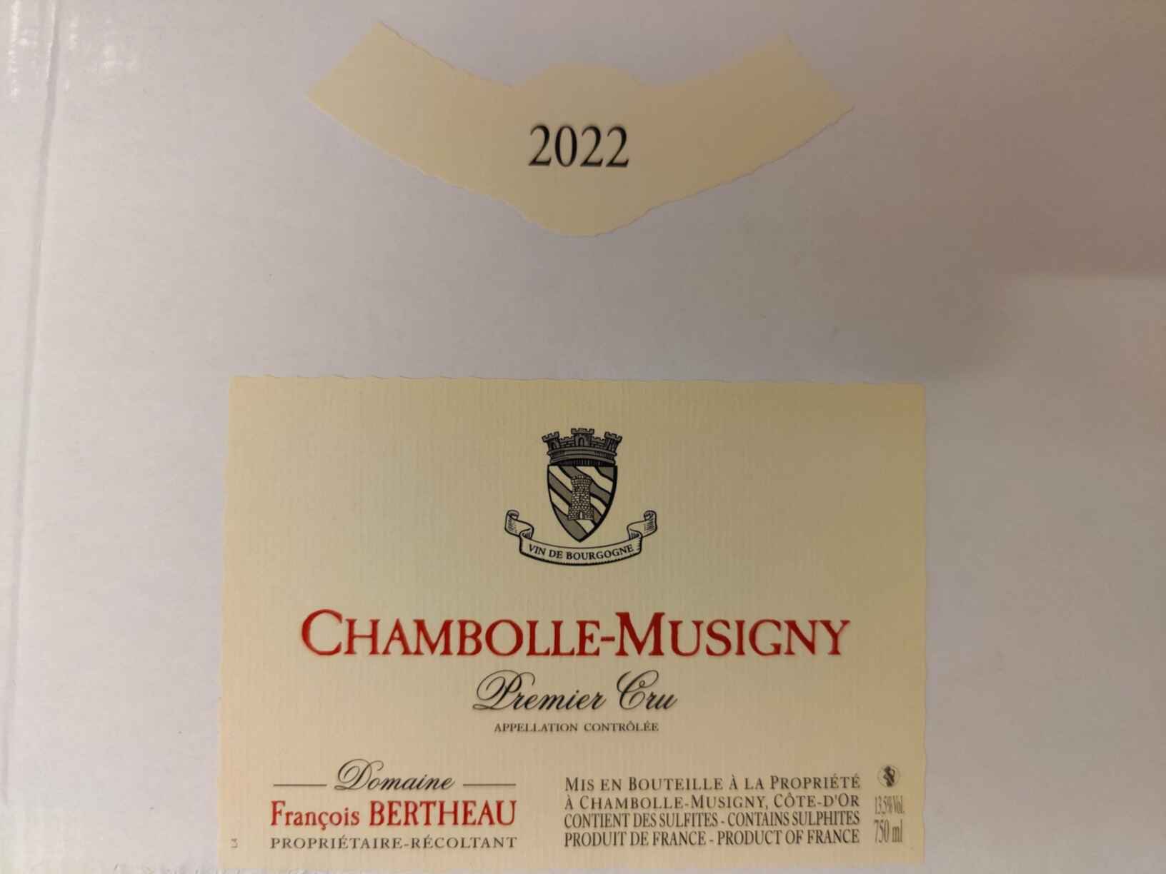 Francois Bertheau Chambolle Musigny 1er Cru, 2022